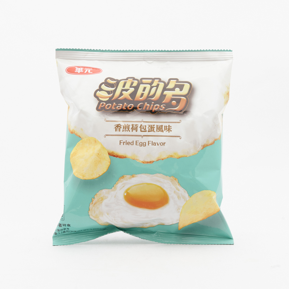 【Best Before:11/05/2026】Taiwan Hwa Yuan Bo De Duo Potato Chips - Fried Egg Flavour 34g