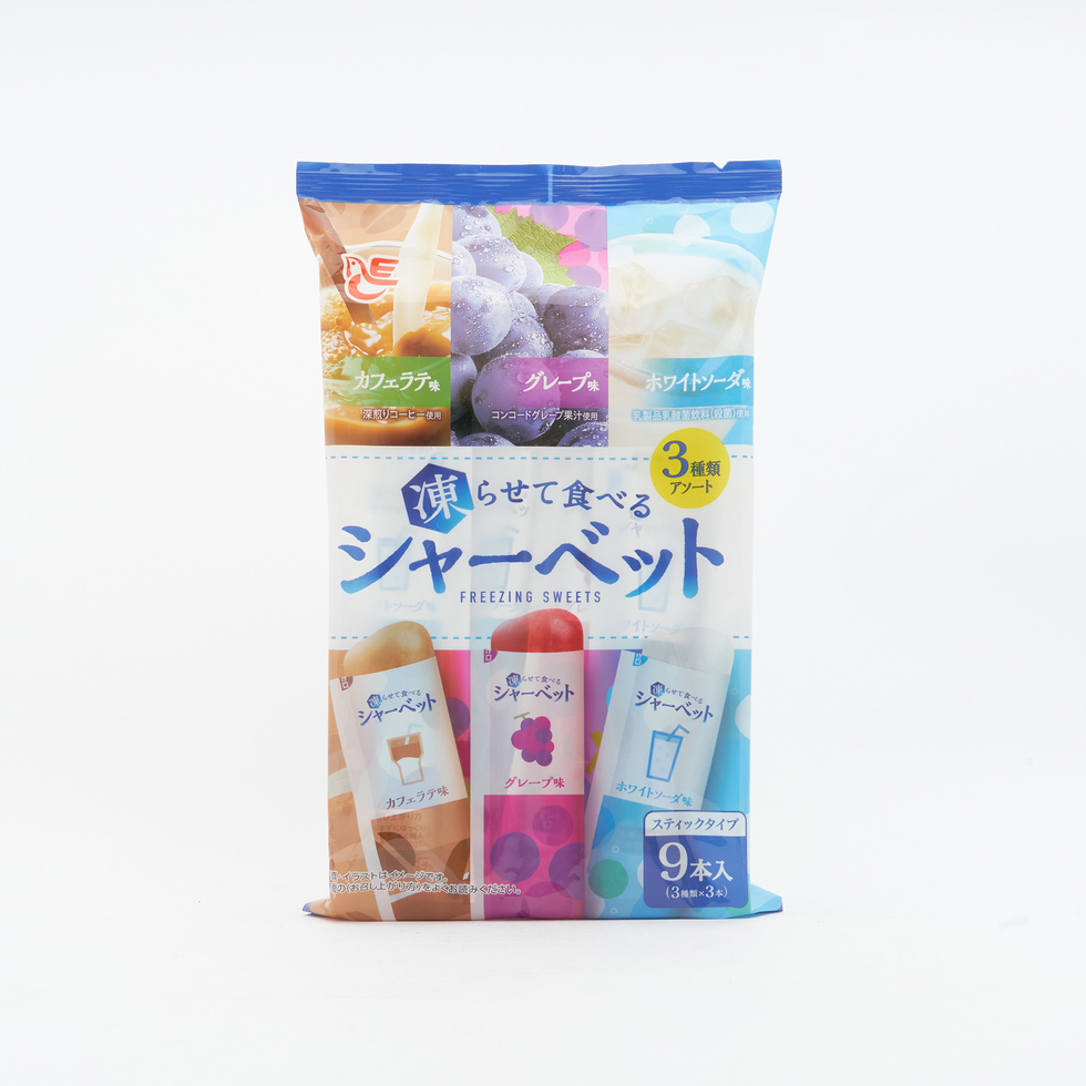 Ace Bakery Frozen Stick Sorbet Assorted 9 pieces (Café Latte, Grape, White Soda)