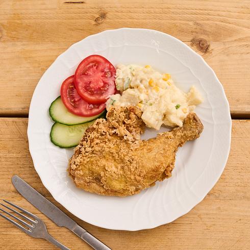Fried Chicken Leg with Potato Salad