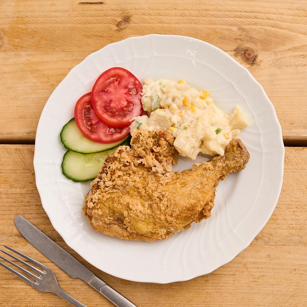 Fried Chicken Leg with Potato Salad