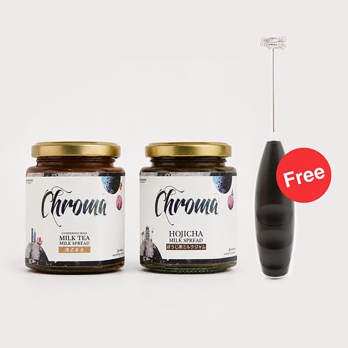 Exclusive Set: Chroma HOME Kong Milk Tea Spread + Hojicha Milk Spread (Get 1 handheld milk blender for free)