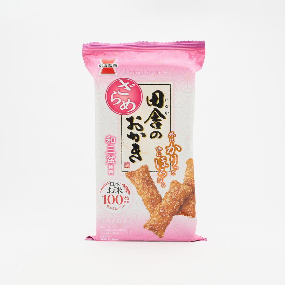 Iwatsuka Seika Inaka No Okaki Country-Style Zarame Sugar & Soy Sauce Rice Crackers 8pcs