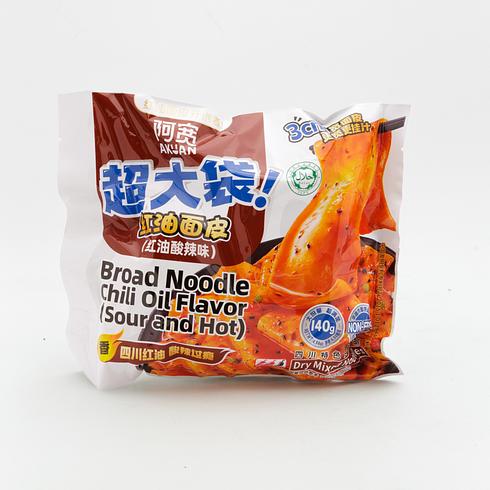 A-kuan Sichuan Broad Noodle (Big Bag) - Sour & Hot 140g