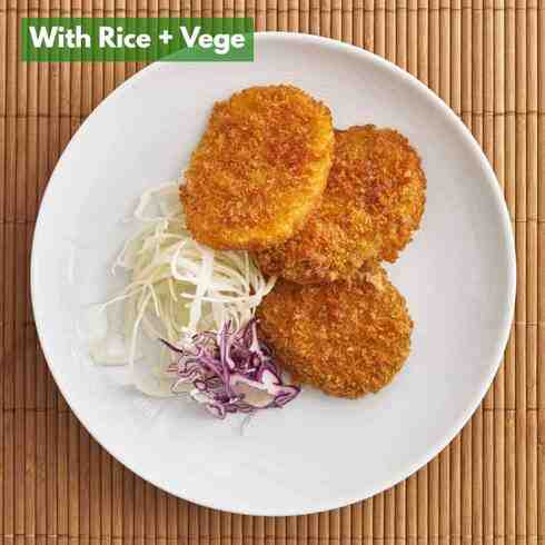 Pumpkin & Sweet Potato Croquette 2pcs (+Rice & Veg)