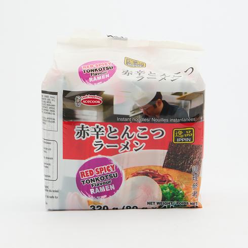 エースコック IPPIN 赤辛とんこつラーメン 80g×4食（320g）