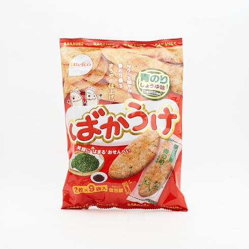 【賞味期限:2026年10月31日】 栗山米菓 ばかうけ 青のりしょうゆ味 2枚x9袋入り