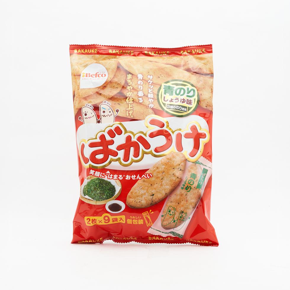 【賞味期限:2026年10月31日】 栗山米菓 ばかうけ 青のりしょうゆ味 2枚x9袋入り
