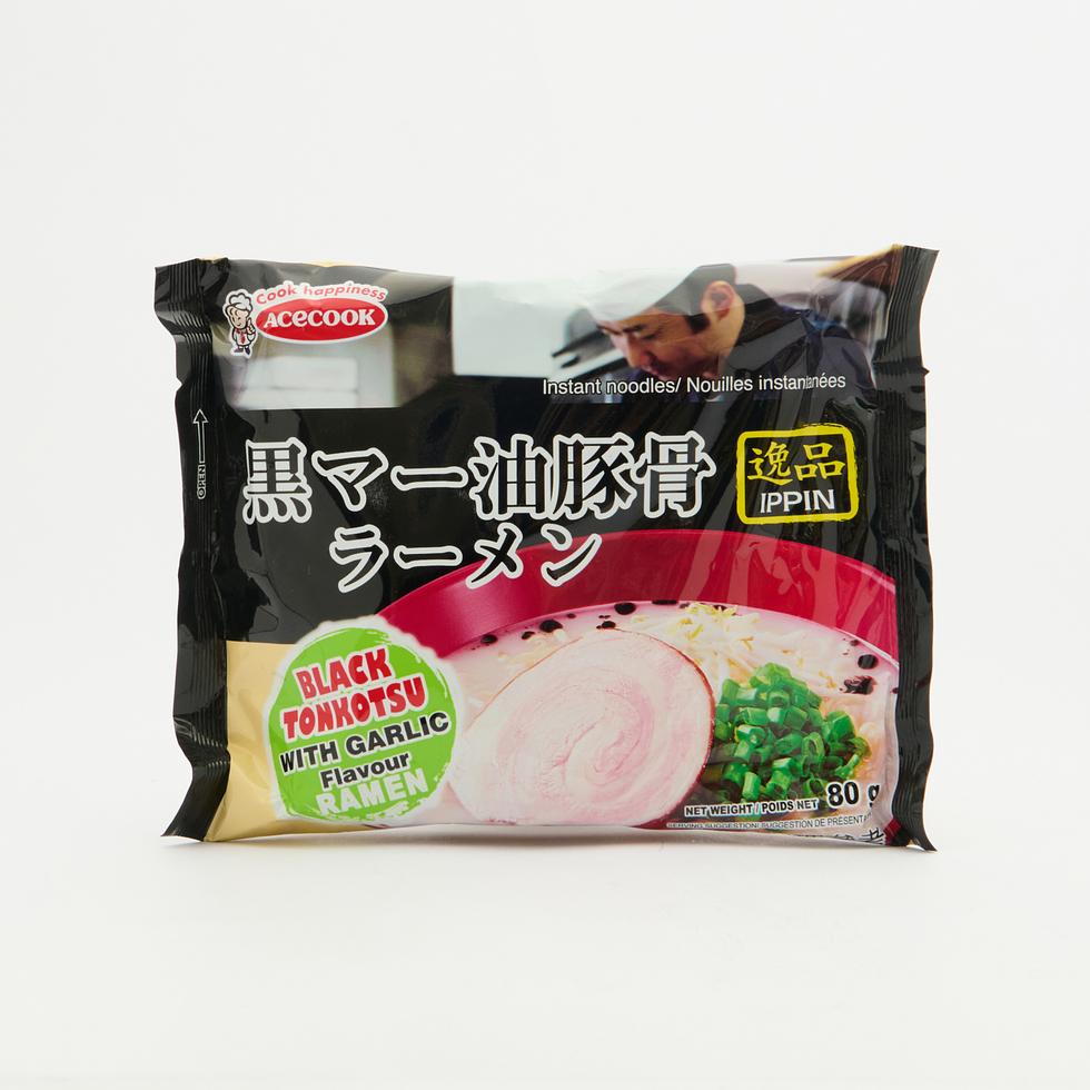 Acecook IPPIN Black Tonkotsu with Garlic Ramen Single Pack 80g