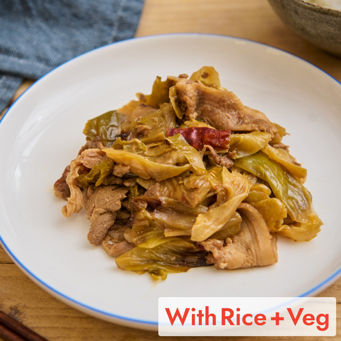 薄切り豚肉の回鍋肉（ご飯・野菜・漬物付）