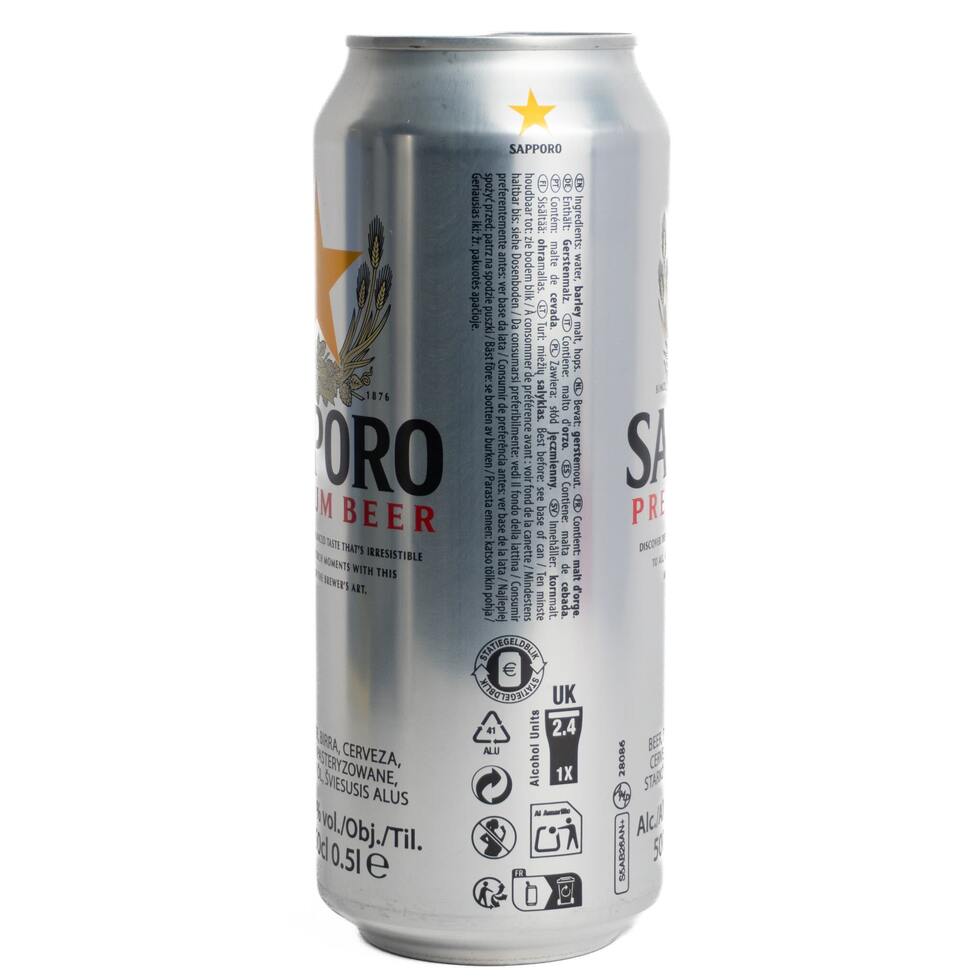Sapporo Premium Beer Can 4.8% 500ml