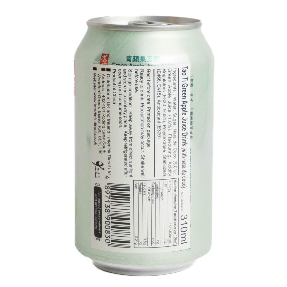 Tao Ti Green Apple Juice Drink with Nata De Coco 310ml