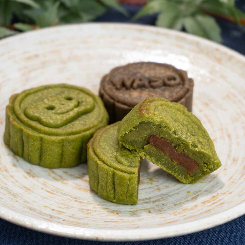 WASO × Manna 限定港式手工月餅 4件裝（抹茶紅豆2・焙茶奶黃2）