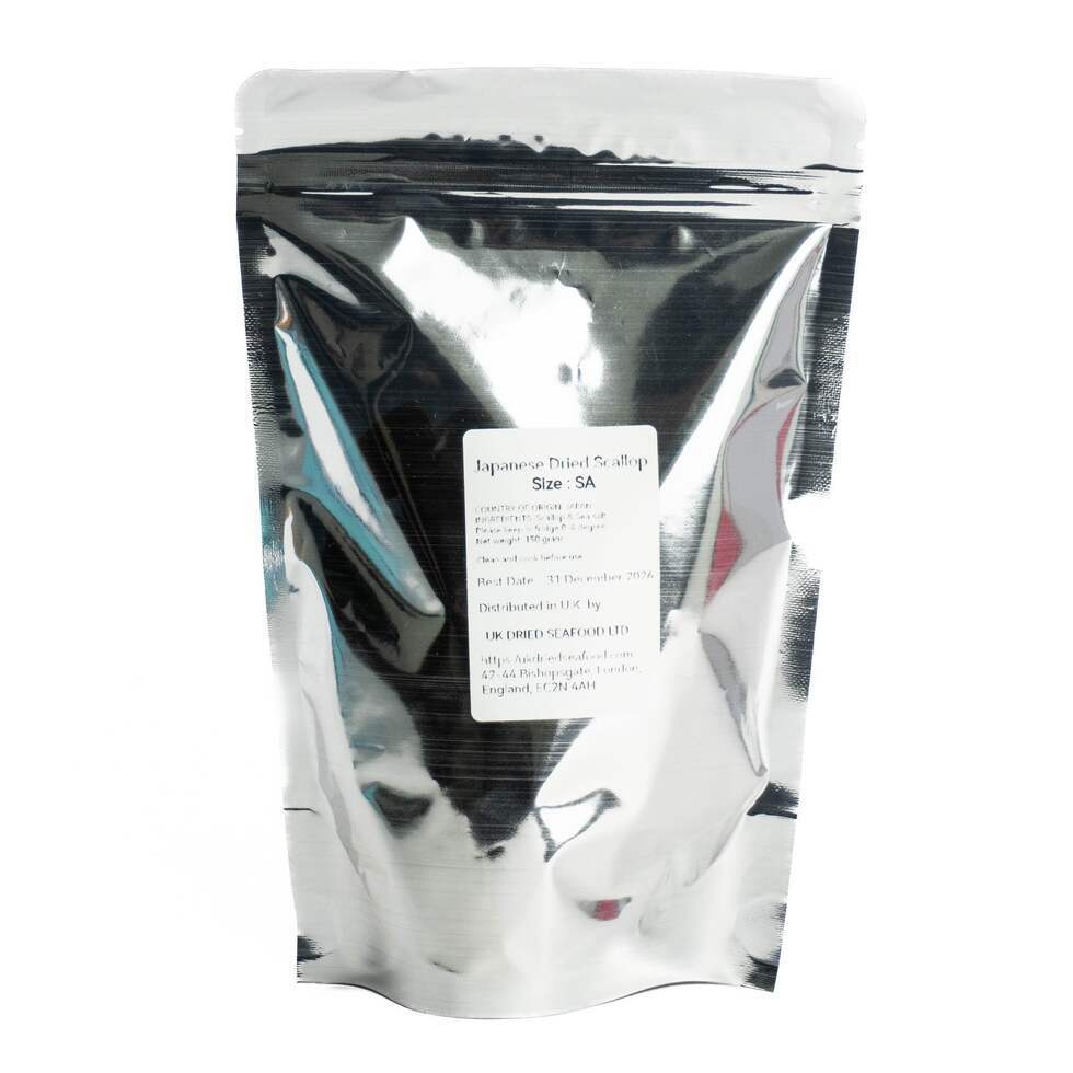 Premium Dried Seafood Health Set - Japanese Dried Scallops 150g, Hong Kong Seafood Braised Abalone In Brown Sauce (6 Pieces) 425g, Herbal Soup Pack - With Free Flounder Fish Powder 50g and a Canvas Bag