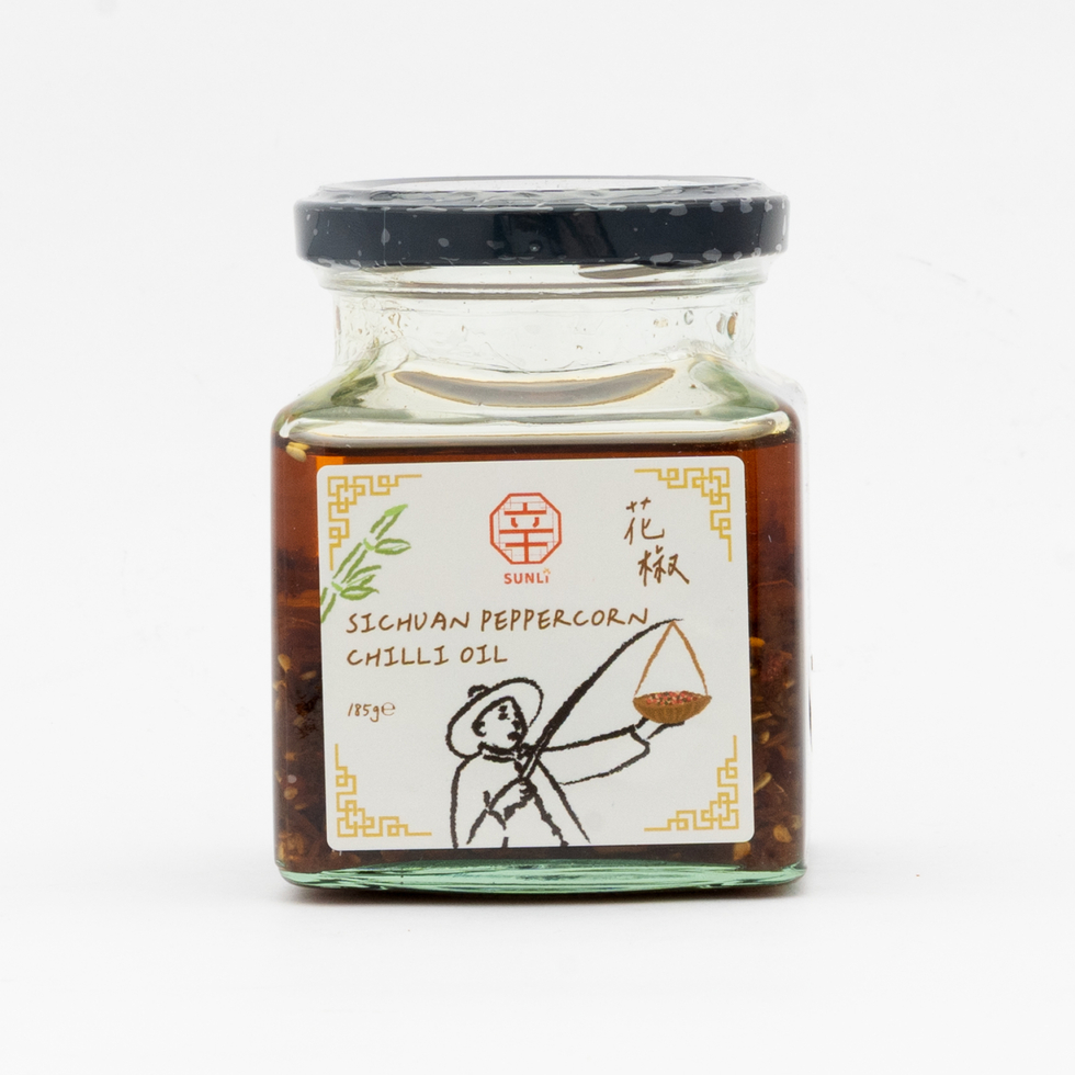 Exclusive Set: SunLi Sichuan Peppercorn Chilli Oil 185g + Extra Hot Chilli Oil 185g (FREE a bottle of Sichuan Peppercorn Chilli Pure Oil 95ml)