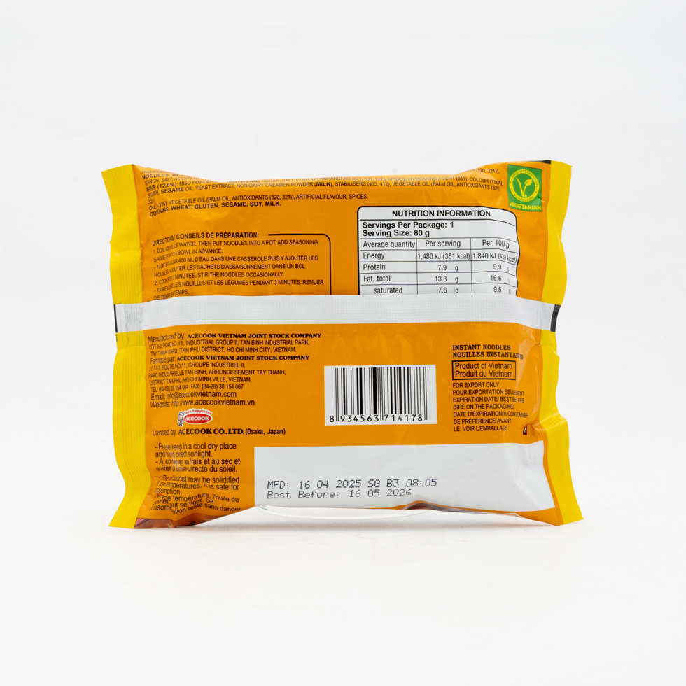 ACECOOK Ippin Ins Noodles  Miso Flavour Single Pack