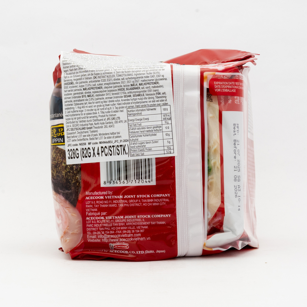 エースコック　逸品　袋麺マルチ　とんこつ味 328G(4P)