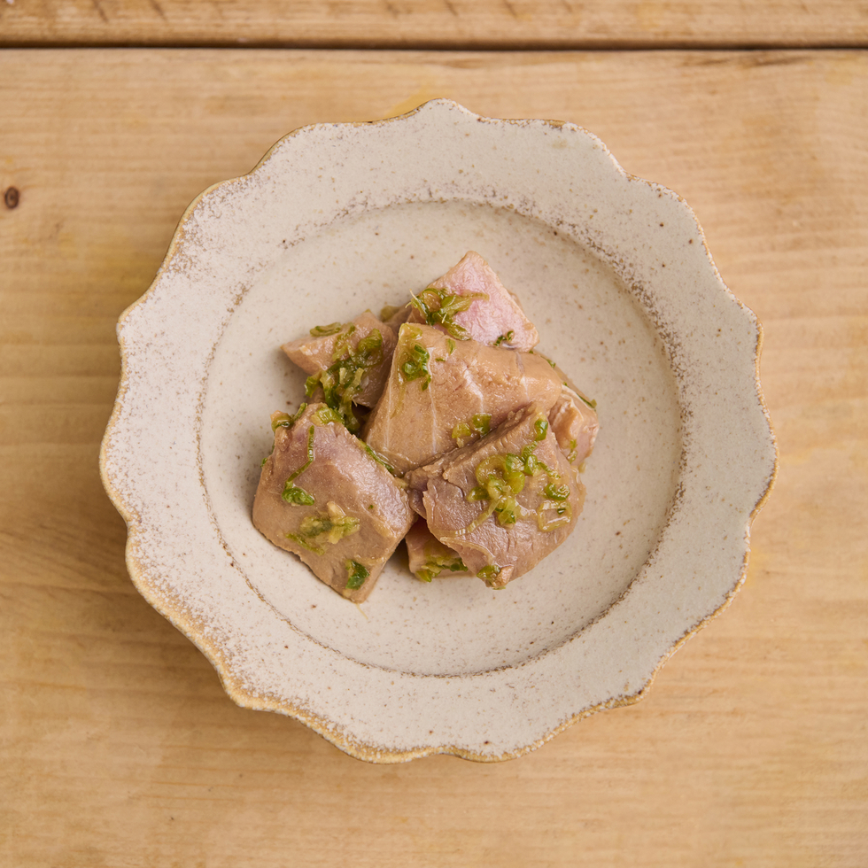 Bluefin Tuna Chunks Marinated in Mustard Ponzu by Nobu Sakaguchi (15 years at a Michelin starred)