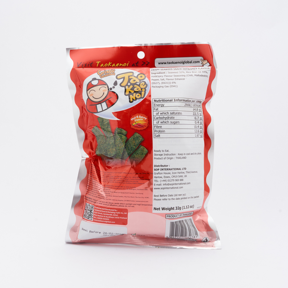 Tao Kae Noi Crispy Seaweed Hot & Spicy Flavour 32g	