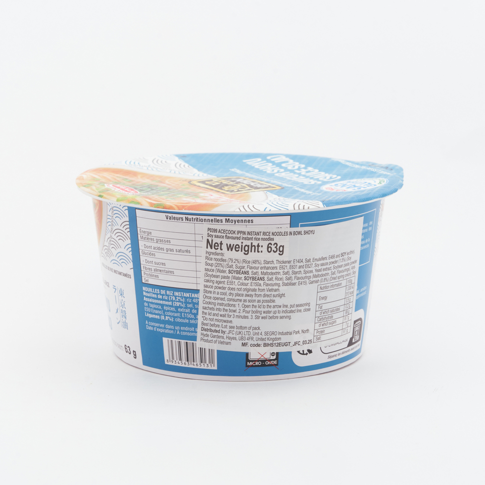 Acecook IPPIN Instant Rice Noodle Bowl Shoyu Flavour 63g