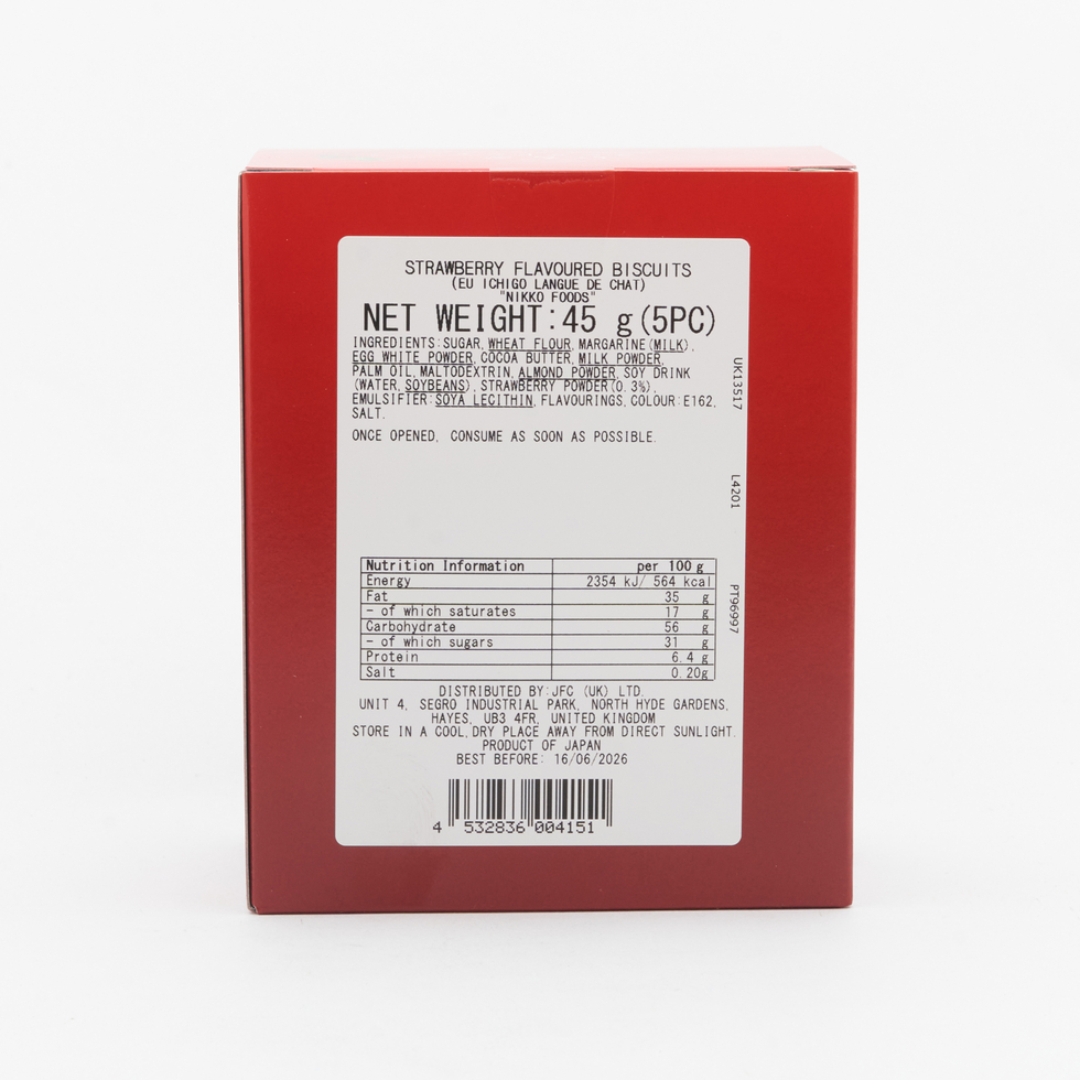 Nikko Shokuhin Langue de Chat Strawberry 45g (5 pieces)