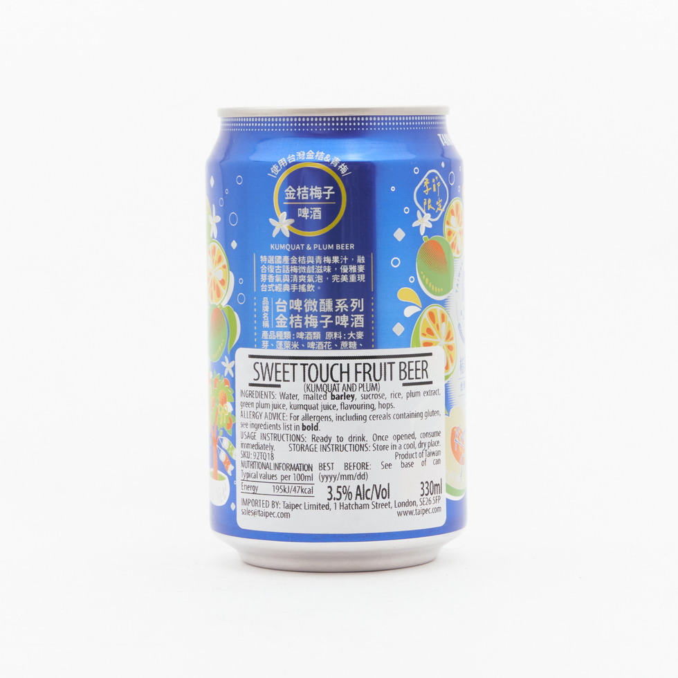台湾啤酒 スイートタッチ 金桔梅子ビール（アルコール3.5%）330ml