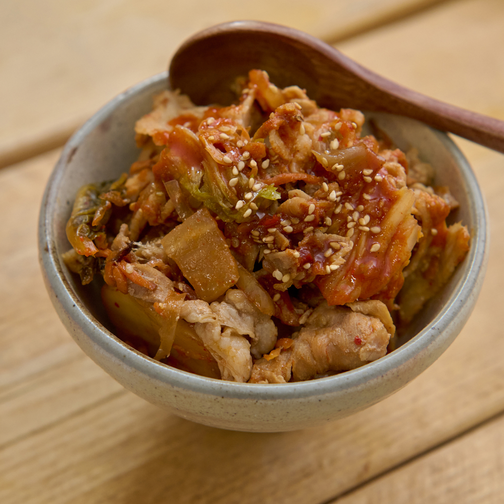 薄切り豚肉のビビンバの具（白ご飯付き）