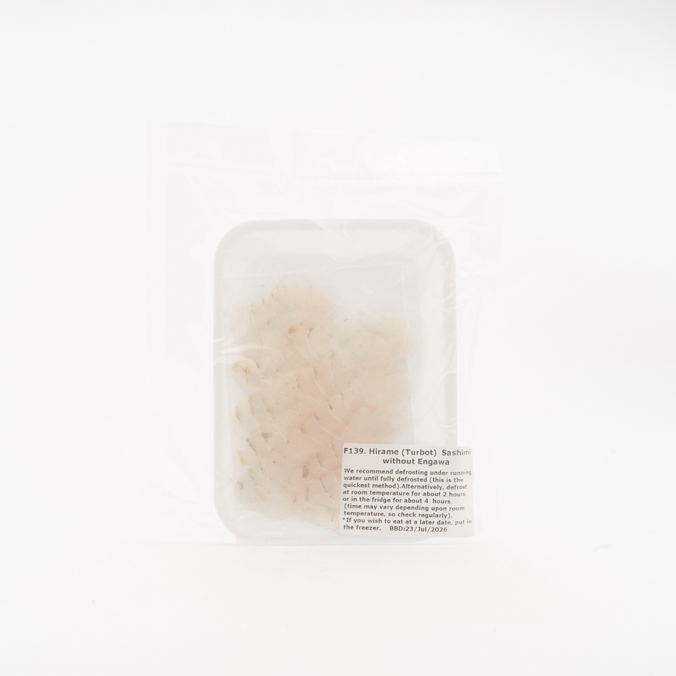 Thinly Cut Hirame (Turbot) Sashimi 10pcs/45-50g by Nobu Sakaguchi (15 years at a Michelin starred)