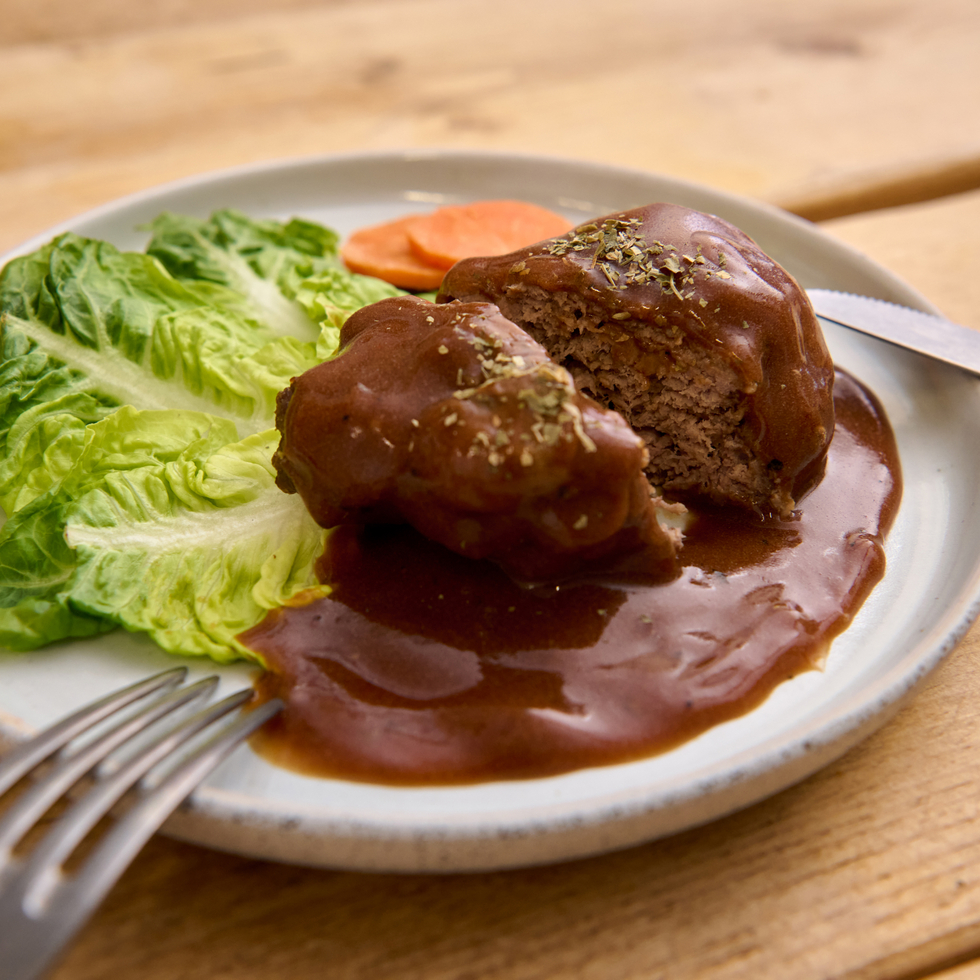 Hamburg Steak with Mushroom Demi-glace (+5 veg) 
