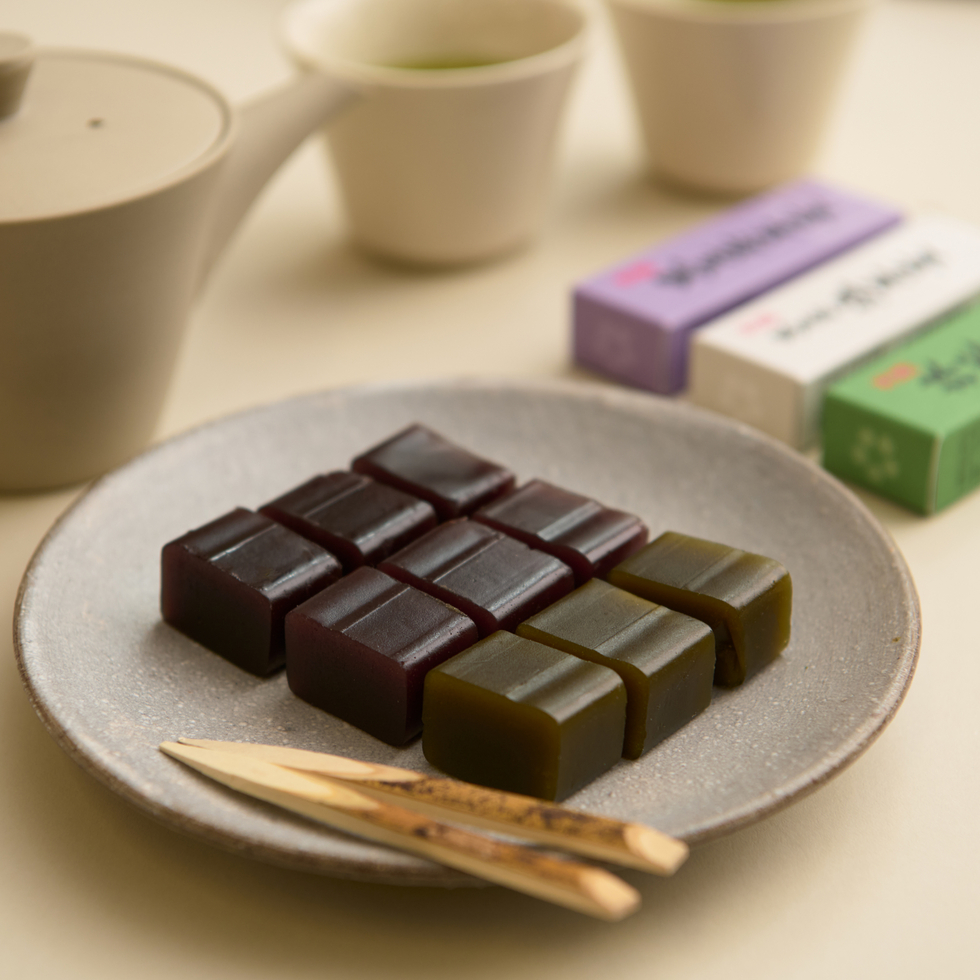 寛永堂 小型羊羹詰合せ夏12本入り（黒豆茶4・塩羊羹4・抹茶羊羹4）