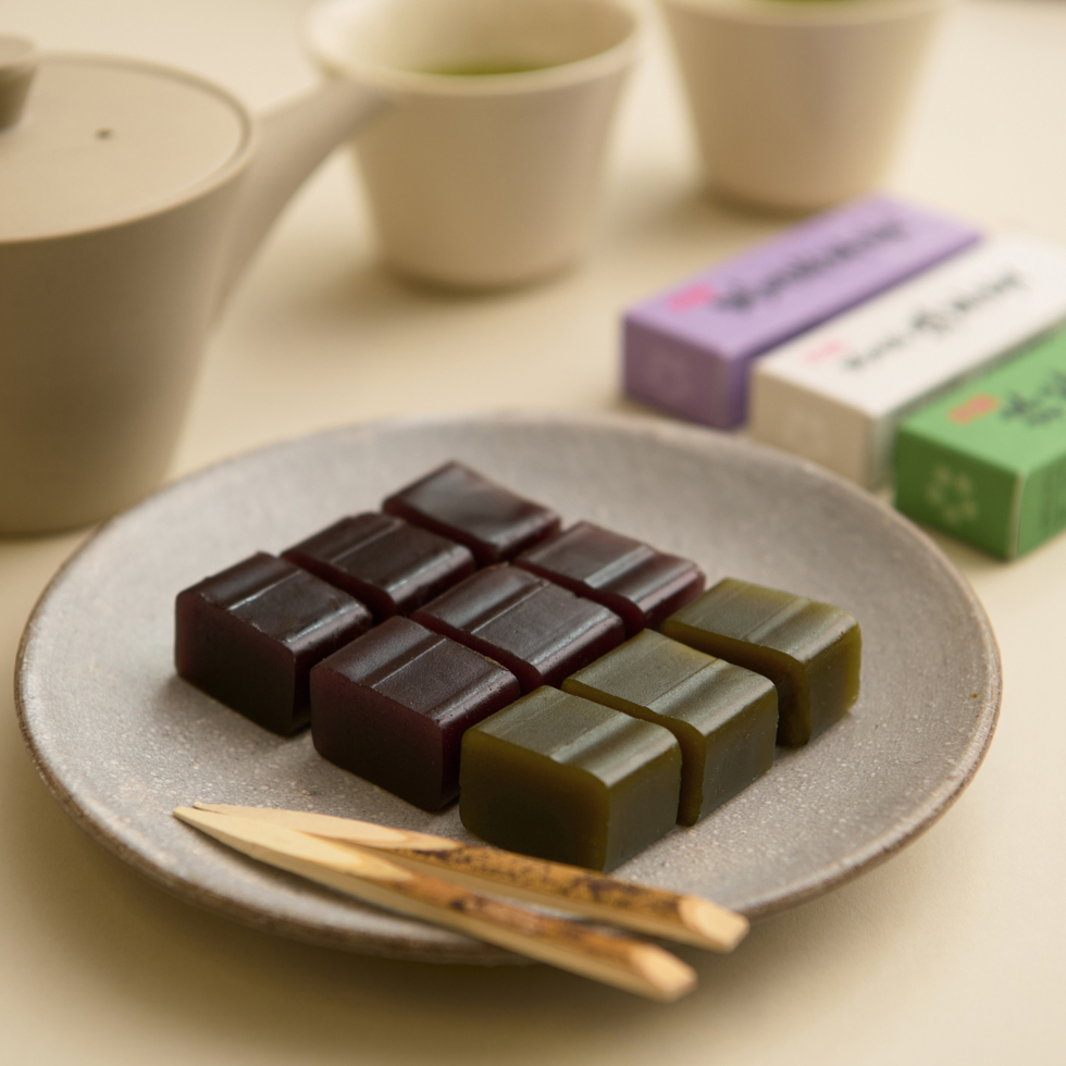 Kaneido Summer Mini Yokan Assortment 12-piece Set (Kuromame-cha 4, Shio Yokan 4, Matcha Yokan 4)