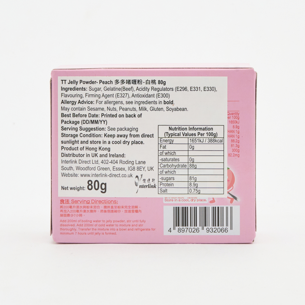Torto White Peach Flavour Jelly Powder 80g