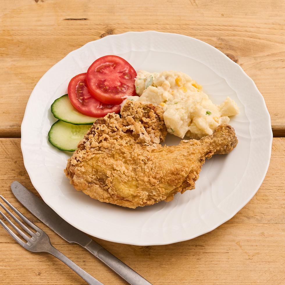 Fried Chicken Leg with Potato Salad