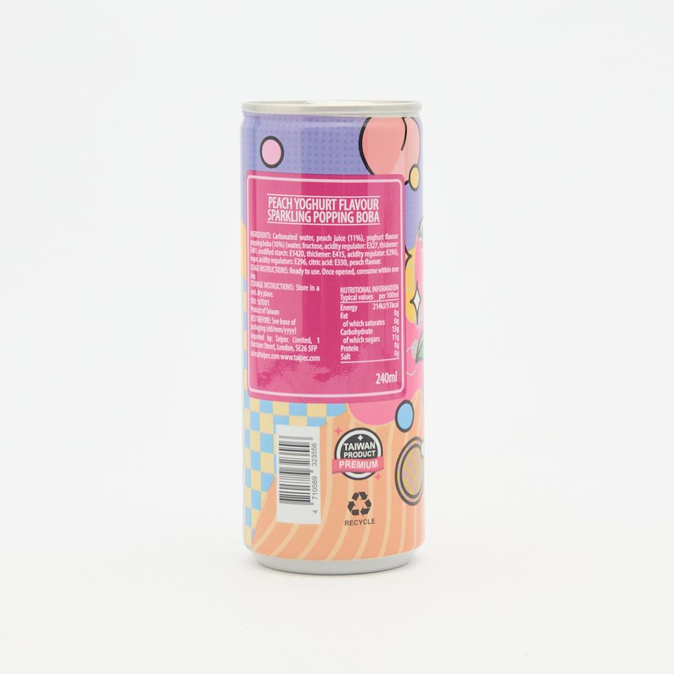 Bubblephil Peach Yoghurt Flavour Sparkling Popping Boba 240ml