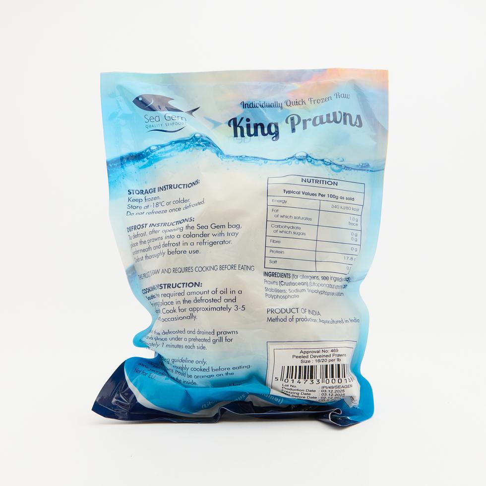 Sea Gem 特大むき海老 16/20（生、殻・背わた除去済み）1Kg (Net 700g)