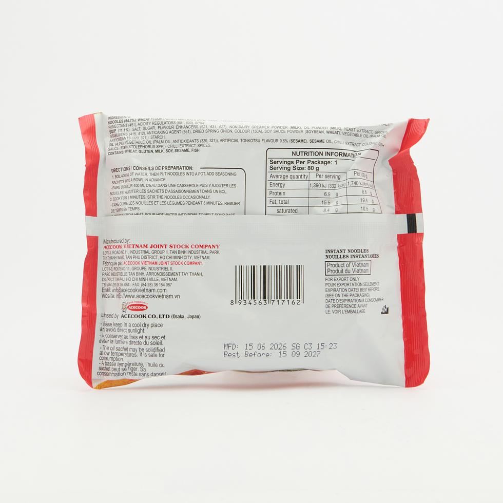 Acecook IPPIN Red Spicy Tonkotsu Ramen Single Pack 80g
